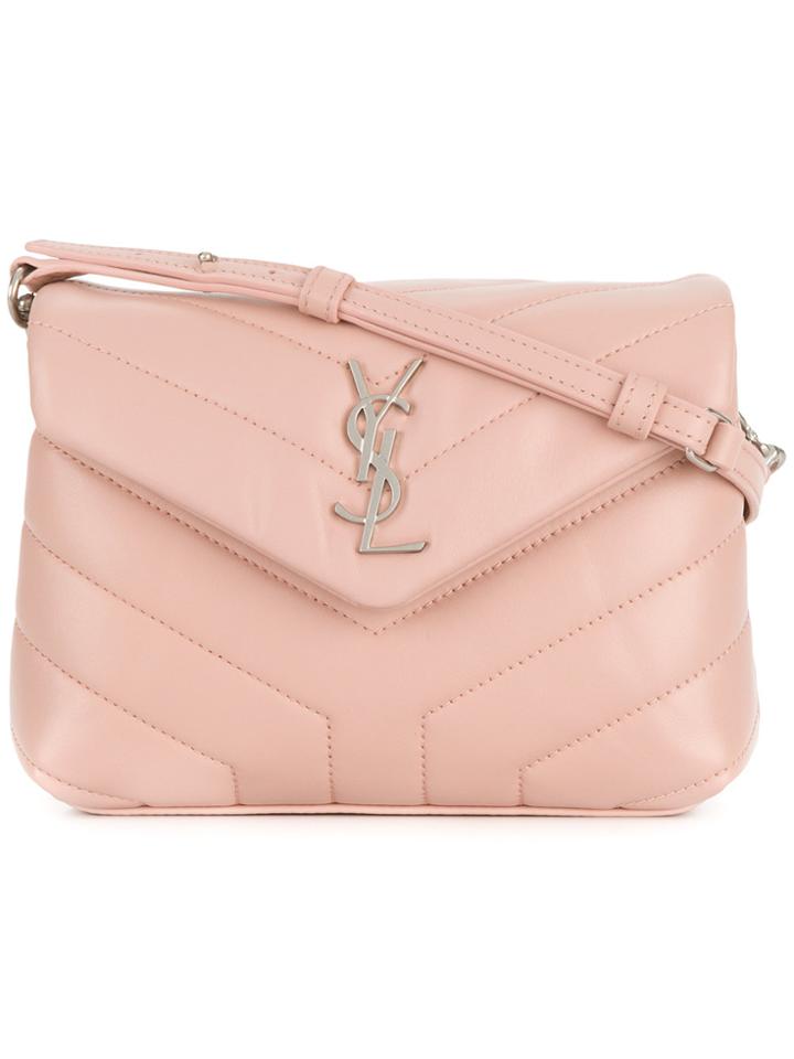 Saint Laurent Quilted Monogram Shoulder Bag - Pink & Purple