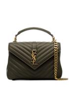 Saint Laurent Medium College Mattelassé Leather Shoulder Bag - Green