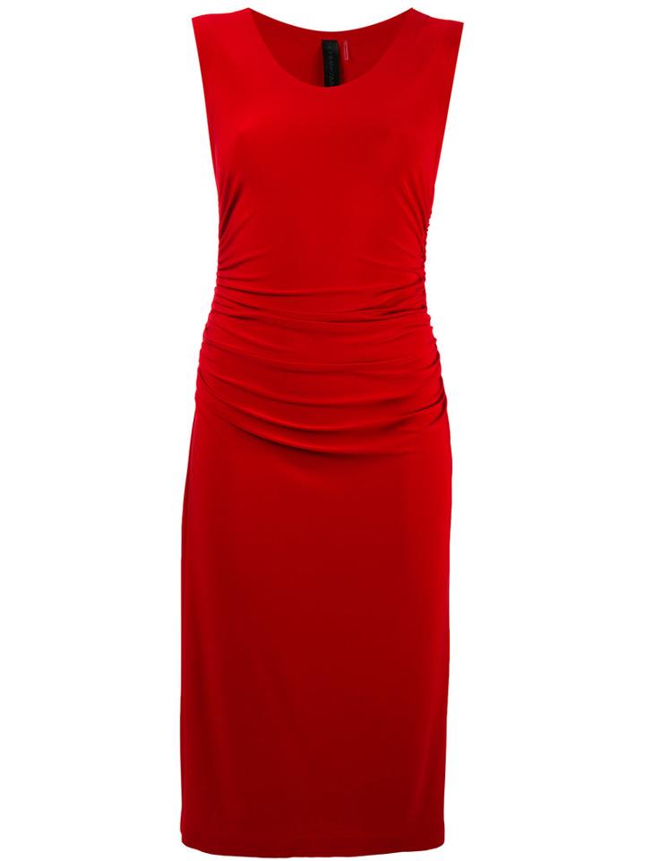 Norma Kamali Shirred Waist Dress, Women's, Size: Large, Red, Polyester/spandex/elastane