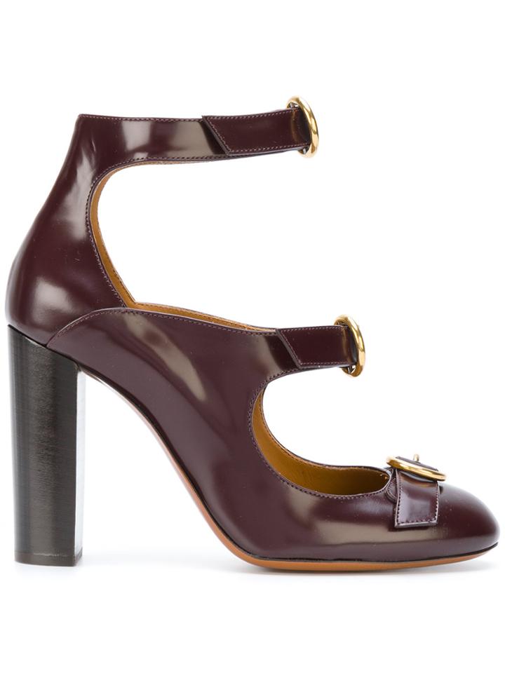 Chloé Multi Buckle Mary-jane Pumps - Red