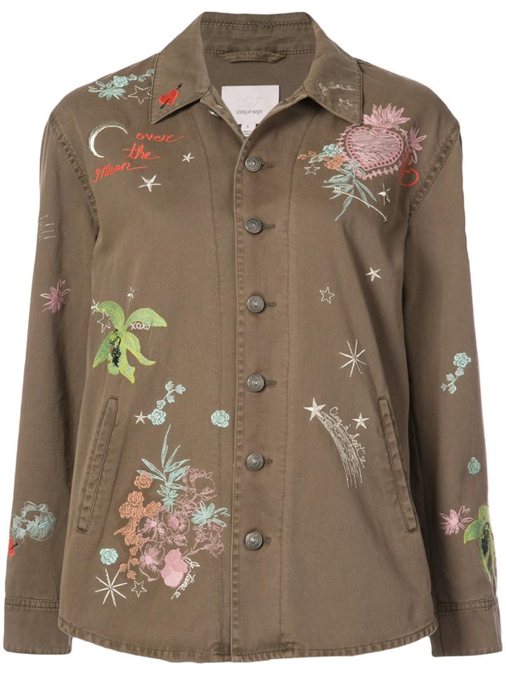 Cinq A Sept Canyon Embellished Shirt Jacket - Green