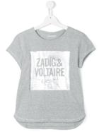 Zadig & Voltaire Kids Teen Square Logo T-shirt, Girl's, Size: 14 Yrs, Grey