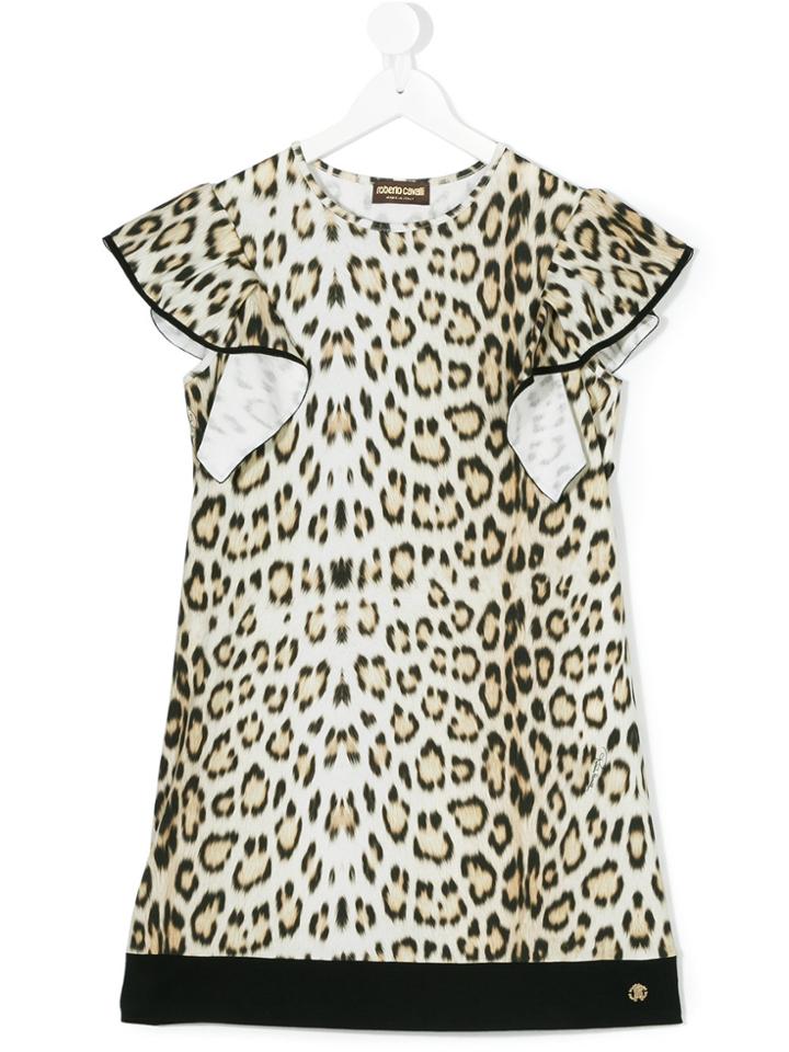 Roberto Cavalli Kids Leopard Print Dress - Nude & Neutrals