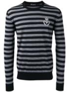 Dolce & Gabbana Striped Jumper, Men's, Size: 48, Black, Virgin Wool