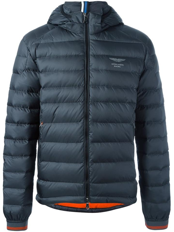 Hackett Padded Zip Up Jacket, Men's, Size: Large, Grey, Nylon/feather Down