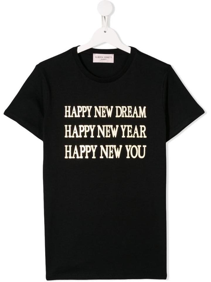 Alberta Ferretti Kids Teen Happy New You T-shirt - Black