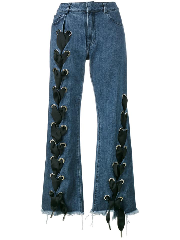 Marques'almeida Lace-up Wide-leg Jeans - Blue