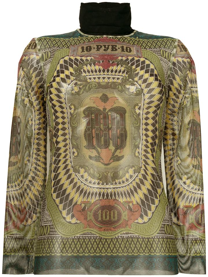 Jean Paul Gaultier Vintage Long Sleeved Printed Top - Green