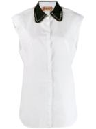 Nº21 Contrast Collar Sleeveless Shirt - White