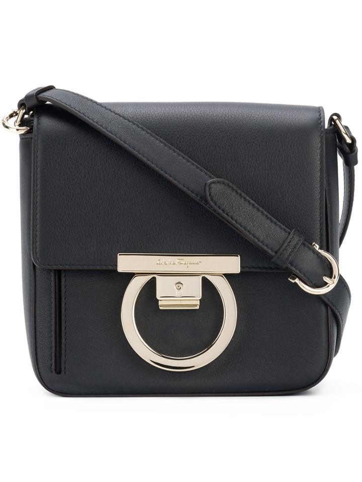 Salvatore Ferragamo Gancini Flap Bag - Black