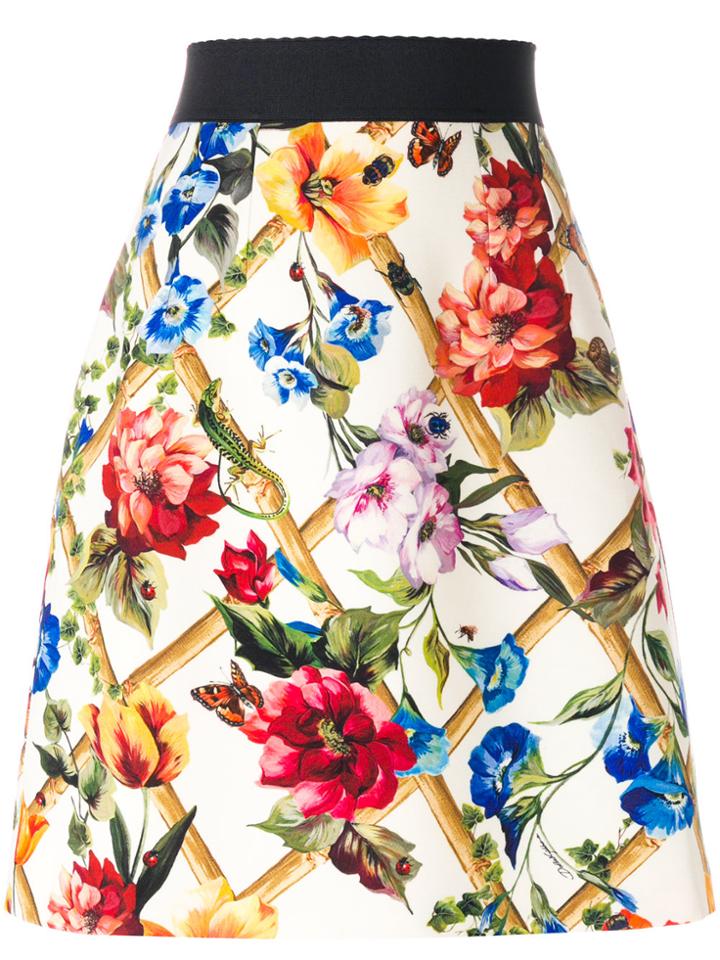 Dolce & Gabbana Floral Print A-line Skirt - Nude & Neutrals