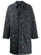 Neighborhood Paint Splatter Print Coat - Black