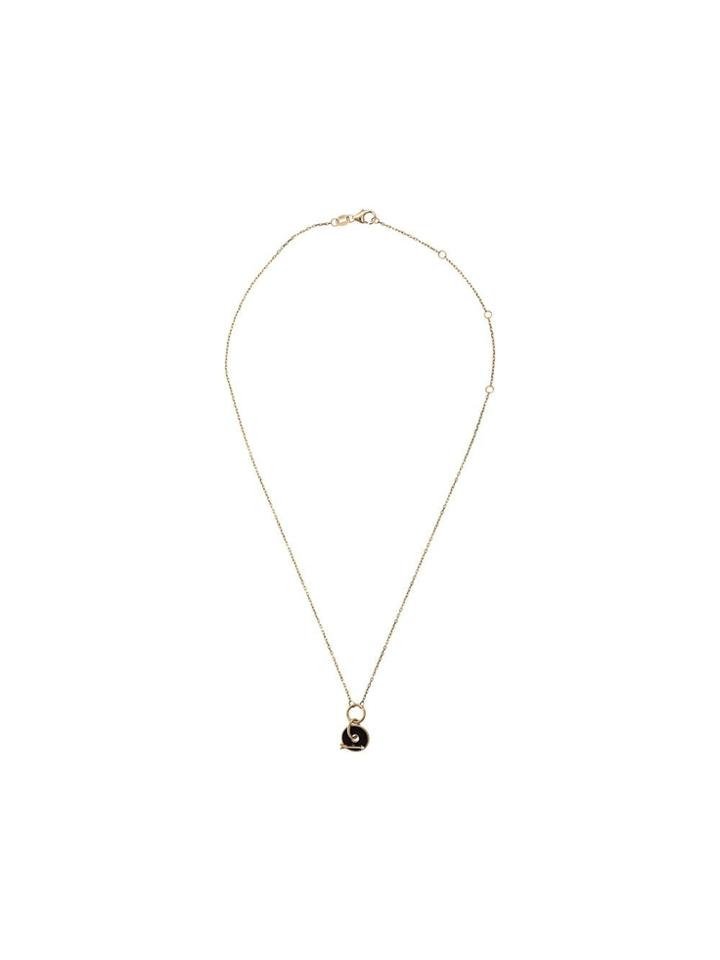 Foundrae 18kt Yellow Gold Black Arrow Disk Diamond Drop Pendant