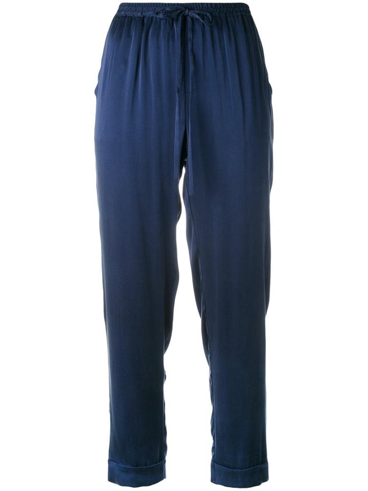 P.a.r.o.s.h. - Cropped Trousers - Women - Silk/spandex/elastane - S, Blue, Silk/spandex/elastane
