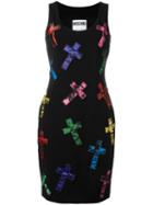 Moschino Cross Patch Dress, Women's, Size: 38, Black, Triacetate/polyester/spandex/elastane/rayon