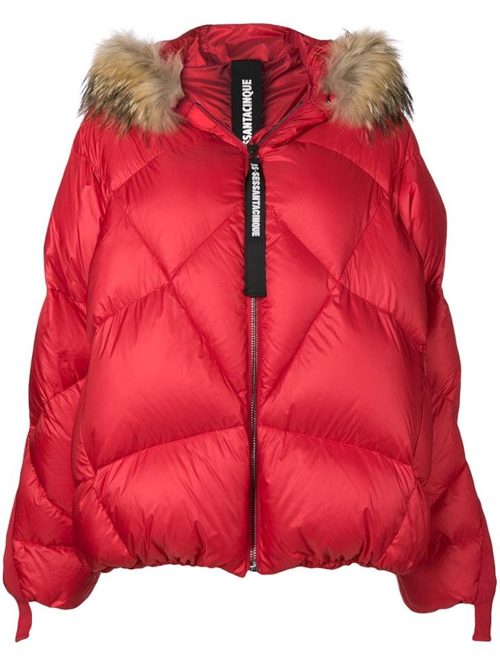 As65 Fur Trim Puffer Jacket - Red