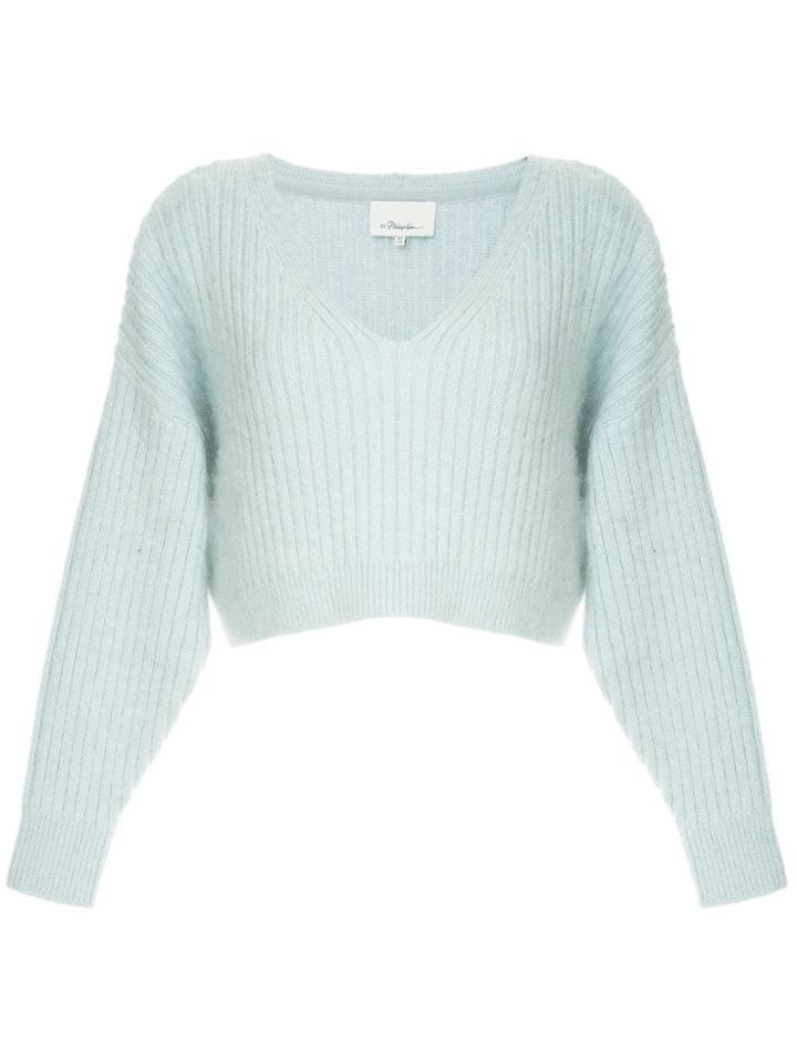 3.1 Phillip Lim Cropped V-neck Jumper - Blue