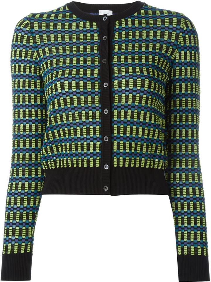 M Missoni Contrast Trim Plaid Button Down Cardigan, Women's, Size: 44, Black, Viscose/cotton/polyester/polyamide