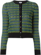 M Missoni Contrast Trim Plaid Button Down Cardigan, Women's, Size: 44, Black, Viscose/cotton/polyester/polyamide