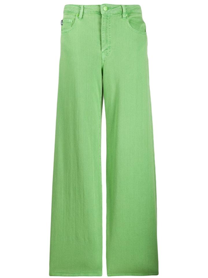 Love Moschino Flared Logo Patch Jeans - Green