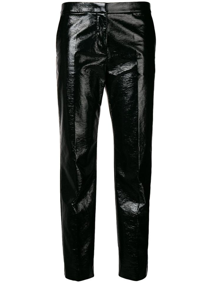 Mantu Wet Look Cropped Trousers - Black