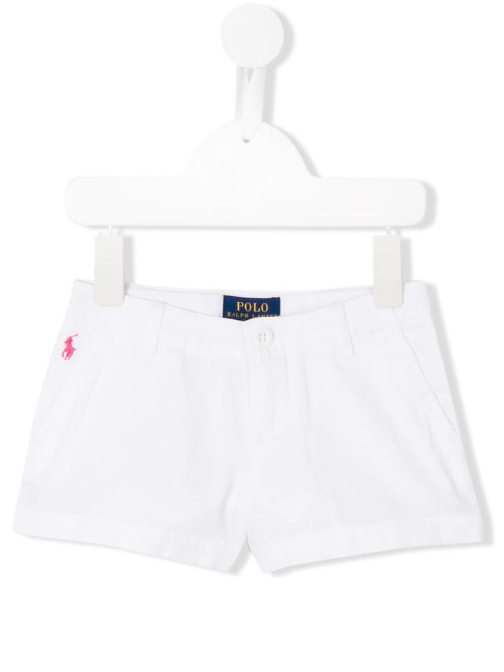 Ralph Lauren Kids Logo Embroidered Shorts, Girl's, Size: 10 Yrs, White