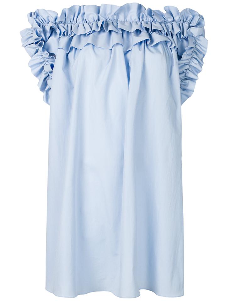 Alexander Mcqueen Ruffled Off-the-shoulders Dress - Blue