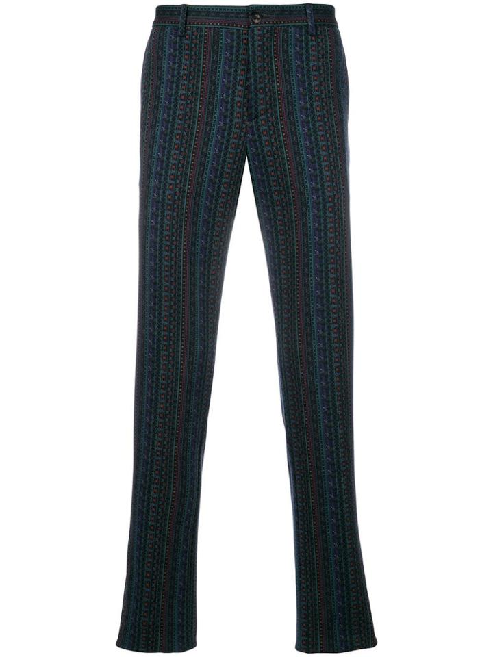 Etro Mixed Print Straight-leg Trousers - Black