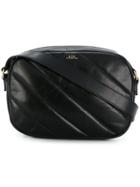 A.p.c. Diagonal Quilted Shoulder Bag - Black