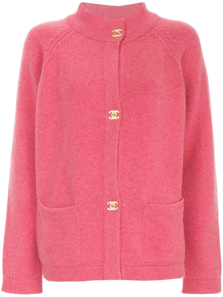 Chanel Vintage Turn Lock Knitted Cardigan - Pink & Purple