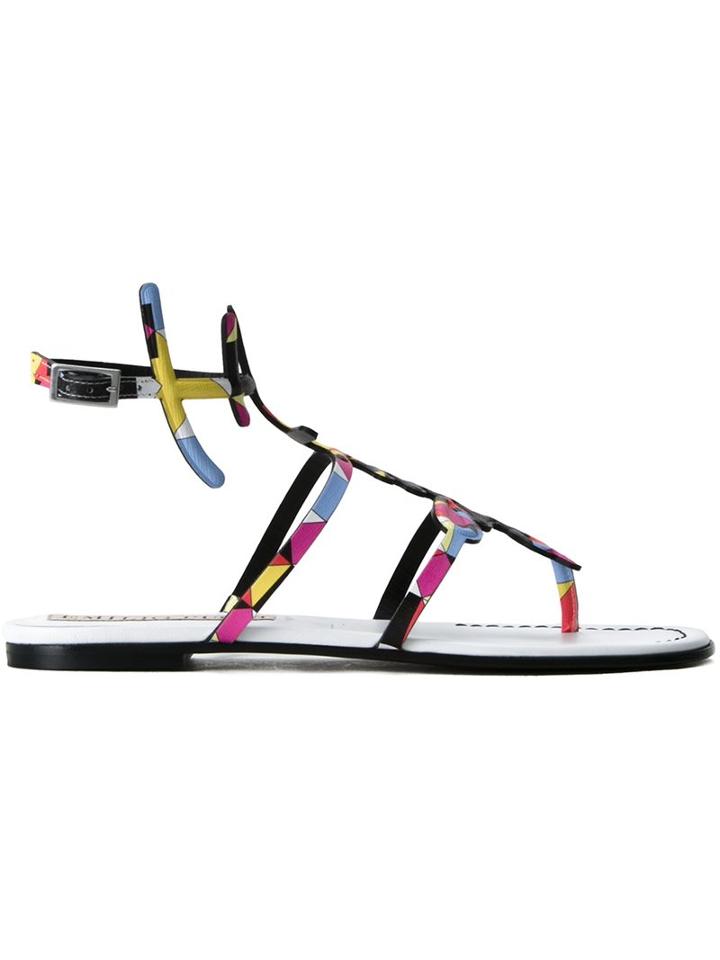 Emilio Pucci Printed Ankle Strap Sandals