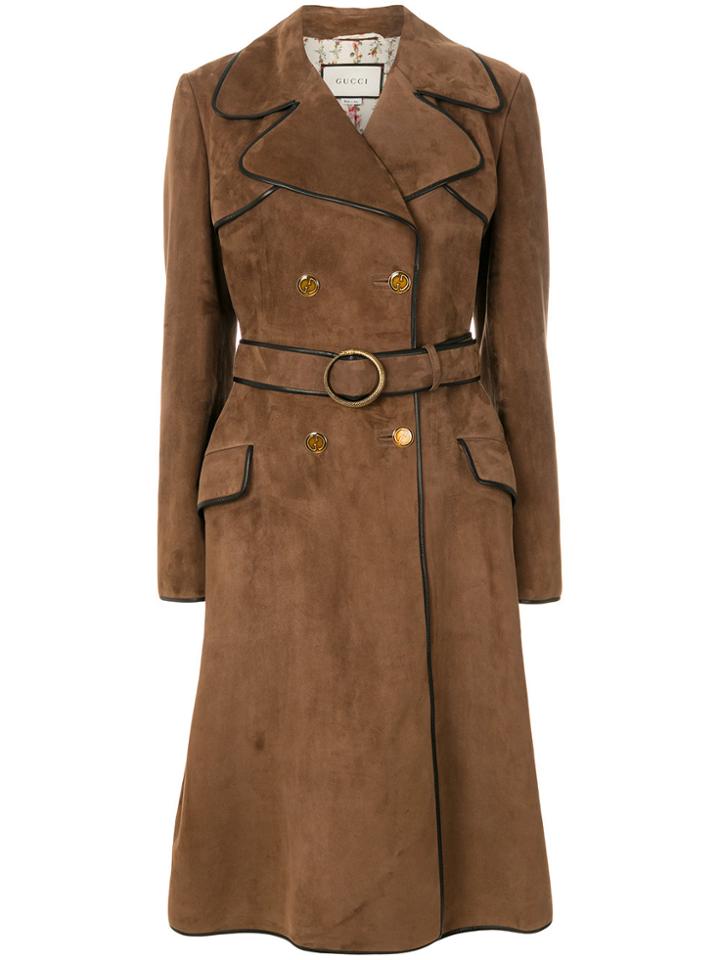 Gucci Belted Coat - Brown