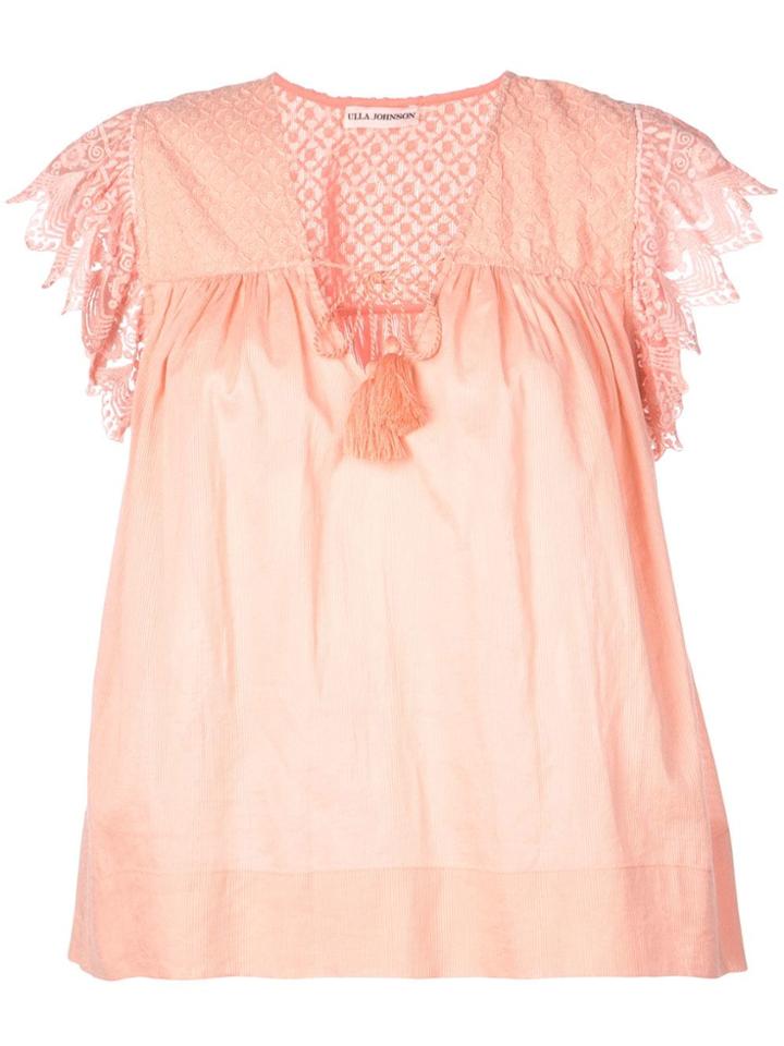 Ulla Johnson Lace Detail Peasant Blouse - Pink