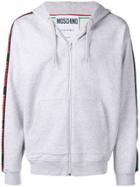 Moschino Branded Striped Sleeve Hoodie - Grey