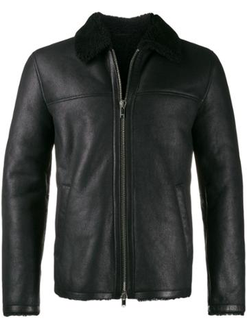 Dondup Shearling Collar Leather Jacket - Black