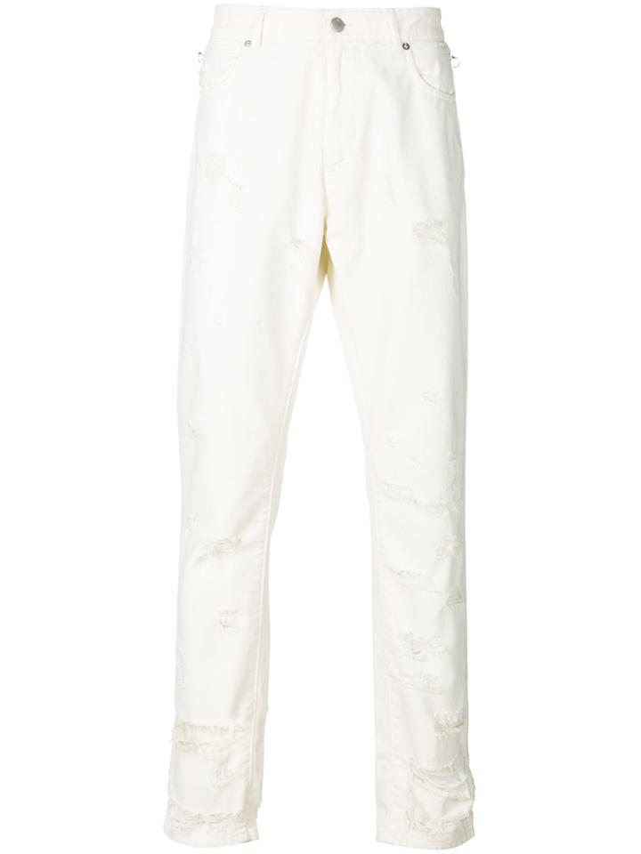 Alyx Distressed Straight Leg Jeans - White