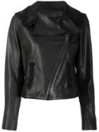 Chanel Vintage Off-centre Front Leather Jacket - Black