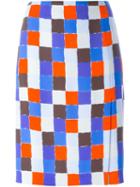 Emilio Pucci Checker Print Skirt, Women's, Size: 42, Blue, Viscose