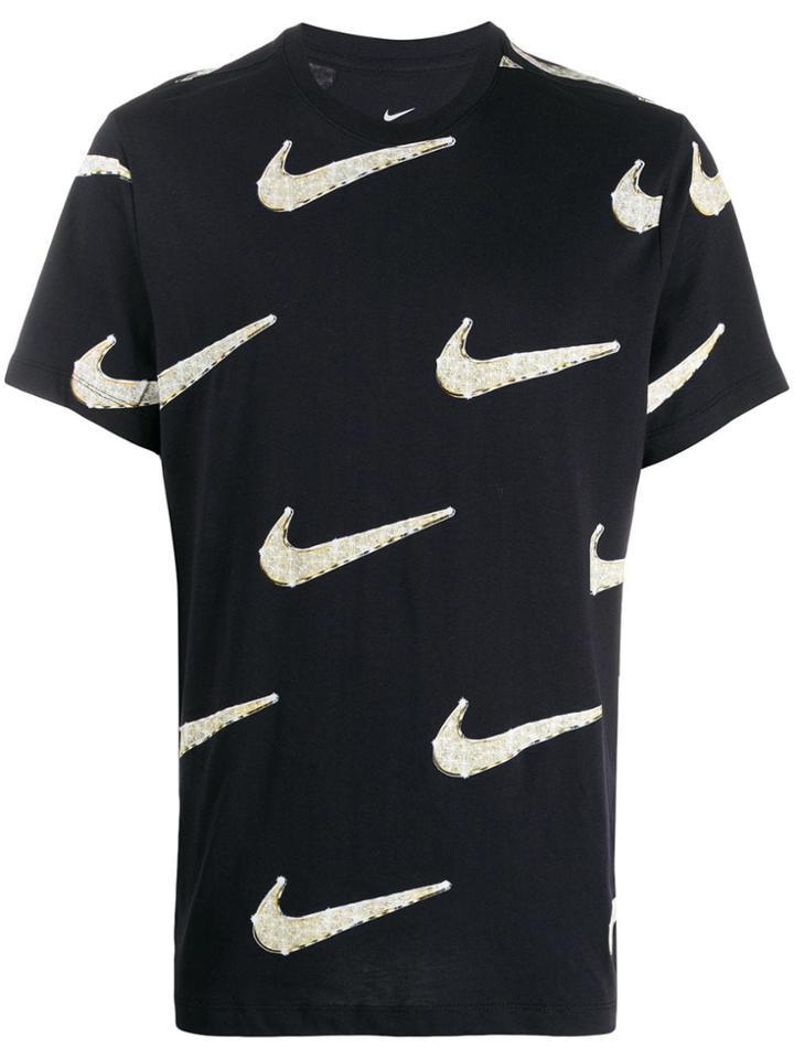 Nike Logo Print Crewneck T-shirt - Black