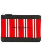 Balenciaga Striped Clutch, Women's, Red, Leather/brass/canvas