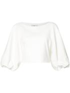 Tibi Cropped Blouse, Women's, Size: 4, White, Cotton/polyamide/spandex/elastane