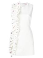 Msgm - Frilled Appliqué Dress - Women - Polyester/spandex/elastane - 38, White, Polyester/spandex/elastane