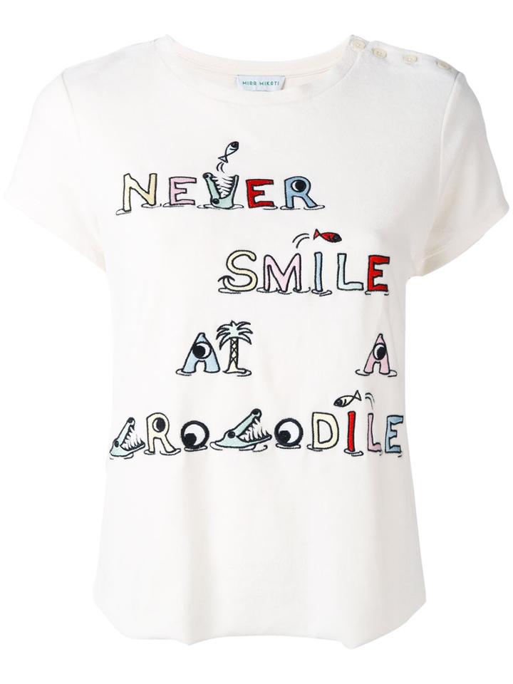 Mira Mikati - Towel Crocodile Embroidered T-shirt - Women - Cotton/polyester - 40, White, Cotton/polyester