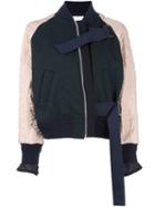 Sacai Embroidered Bomber, Women's, Size: 1, Green, Cotton/polyester/cupro/wool