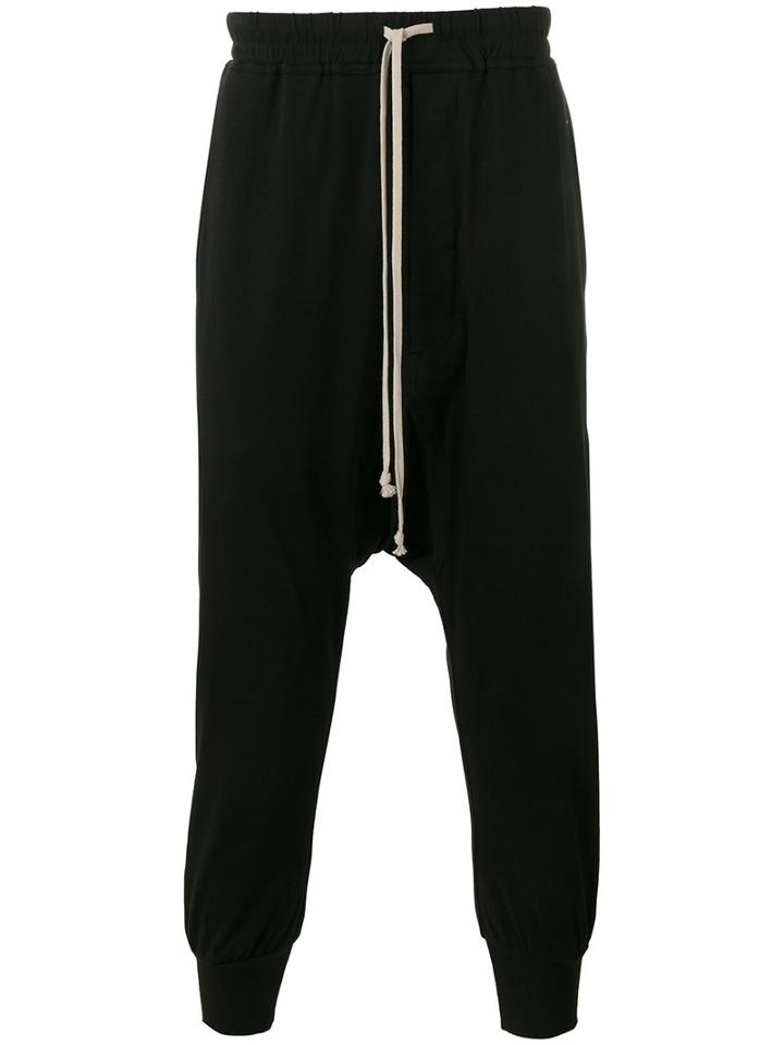 Rick Owens Drkshdw Drop-crotch Track Pants, Men's, Size: Xs, Black, Cotton