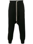 Rick Owens Drkshdw Drop-crotch Track Pants, Men's, Size: Xs, Black, Cotton