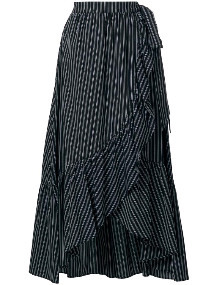 Isabelle Blanche Striped Asymmetrical Skirt - Black