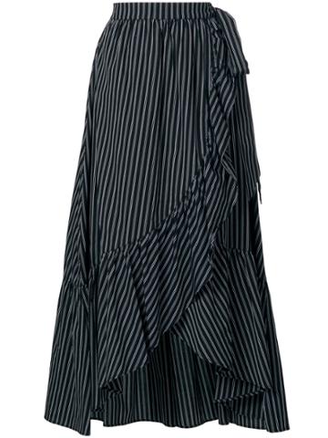 Isabelle Blanche Striped Asymmetrical Skirt - Black