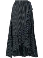 Isabelle Blanche Striped Asymmetrical Skirt - Black