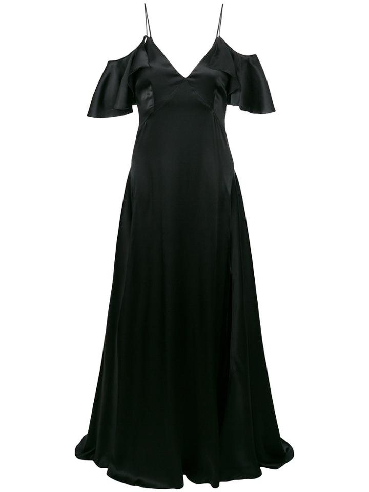 Blumarine Off-shoulder Side Slit Dress - Black